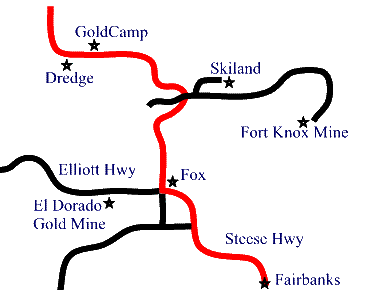 Map to the Chatanika Gold Camp.