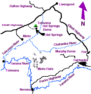 Map to Tolovana Hot Springs